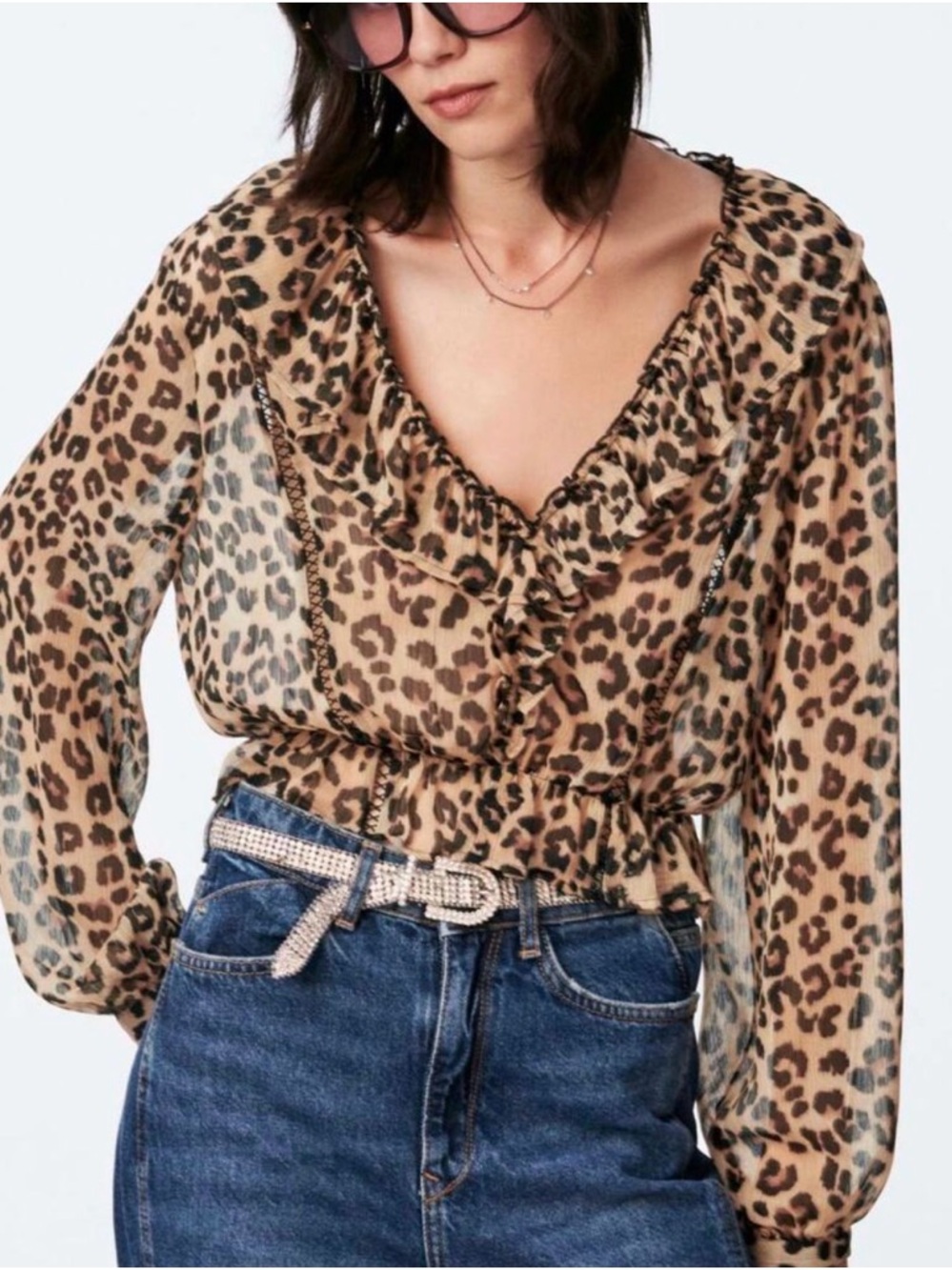 ZARA Sheer Animal Print Blouse Size Small NWT